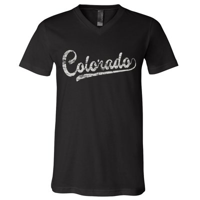 Colorado Baseball Fan Vintage Rocky Mountains V-Neck T-Shirt