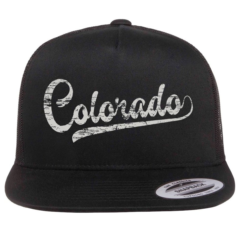 Colorado Baseball Fan Vintage Rocky Mountains Flat Bill Trucker Hat