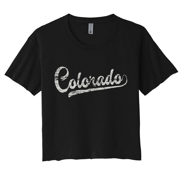 Colorado Baseball Fan Vintage Rocky Mountains Crop Top