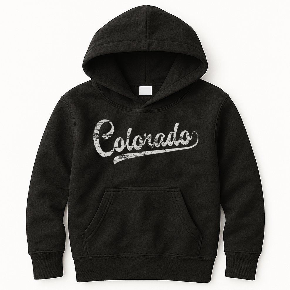 Colorado Baseball Fan Vintage Rocky Mountains Kids Hoodie