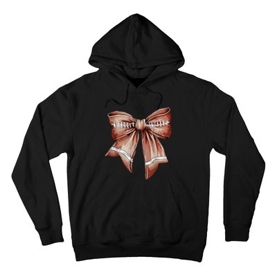 Coquette Bow Funny Football Lover Game Day Football Mom Mama Hoodie