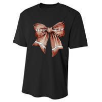 Coquette Bow Funny Football Lover Game Day Football Mom Mama Performance Sprint T-Shirt