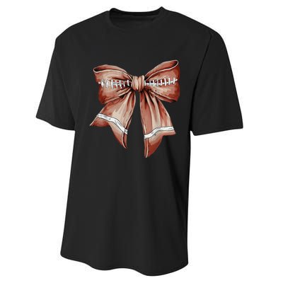 Coquette Bow Funny Football Lover Game Day Football Mom Mama Performance Sprint T-Shirt