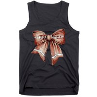 Coquette Bow Funny Football Lover Game Day Football Mom Mama Tank Top