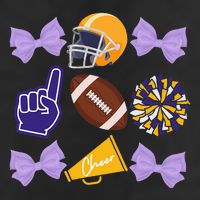 Coquette Bow Football Purple Gold Game Cheer Mom Touchdown 7 Panel Mesh Trucker Snapback Hat