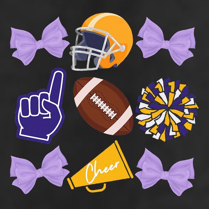Coquette Bow Football Purple Gold Game Cheer Mom Touchdown 7 Panel Mesh Trucker Snapback Hat