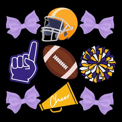 Coquette Bow Football Purple Gold Game Cheer Mom Touchdown T-Shirt
