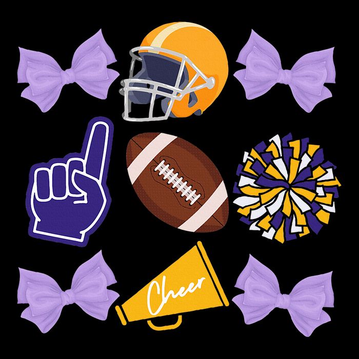 Coquette Bow Football Purple Gold Game Cheer Mom Touchdown Backpack