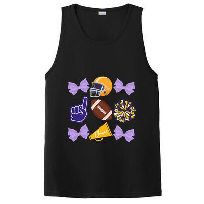 Coquette Bow Football Purple Gold Game Cheer Mom Touchdown PosiCharge Competitor Tank