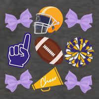 Coquette Bow Football Purple Gold Game Cheer Mom Touchdown Vector Backpack