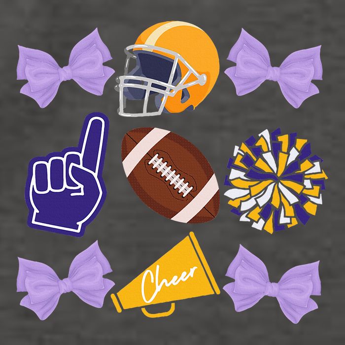 Coquette Bow Football Purple Gold Game Cheer Mom Touchdown Vector Backpack