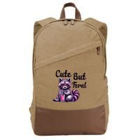 Cute But Feral Raccoon Funny Meme Cotton Canvas Backpack
