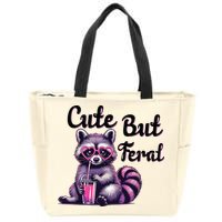 Cute But Feral Raccoon Funny Meme Zip Tote Bag