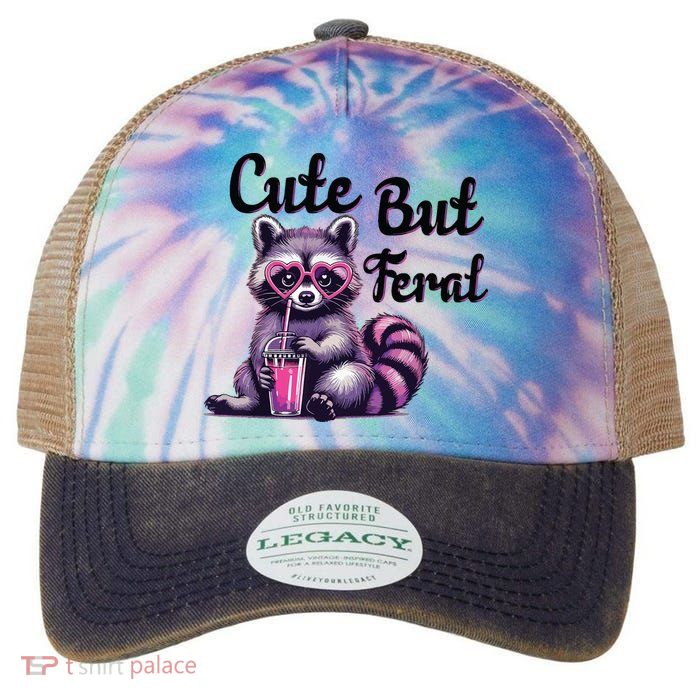 Cute But Feral Raccoon Funny Meme Legacy Tie Dye Trucker Hat