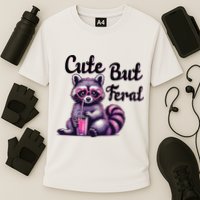 Cute But Feral Raccoon Funny Meme Performance Shirt