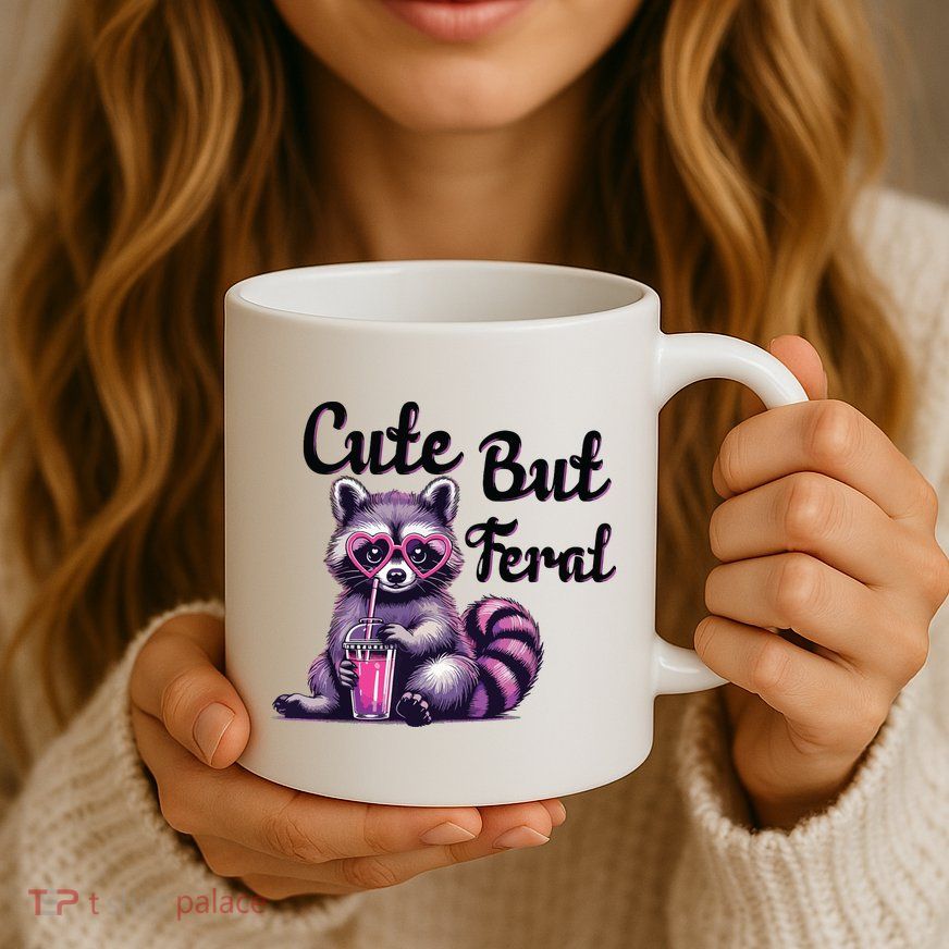 Cute But Feral Raccoon Funny Meme Mug