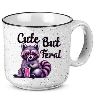 Cute But Feral Raccoon Funny Meme 15oz Campfire Ceramic Mug