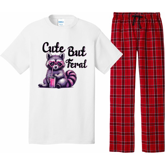 Cute But Feral Raccoon Funny Meme Pajama Set