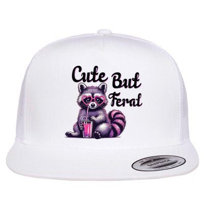 Cute But Feral Raccoon Funny Meme Flatbill Hat
