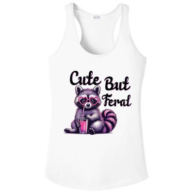 Cute But Feral Raccoon Funny Meme Ladies PosiCharge Competitor Racerback Tank