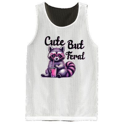 Cute But Feral Raccoon Funny Meme Mesh Reversible Basketball Jersey Tank