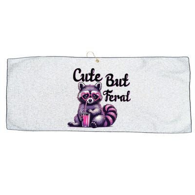 Cute But Feral Raccoon Funny Meme Large Microfiber Waffle Golf Towel