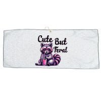 Cute But Feral Raccoon Funny Meme Large Microfiber Waffle Golf Towel
