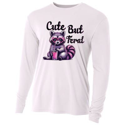 Cute But Feral Raccoon Funny Meme Cooling Performance Long Sleeve Crew