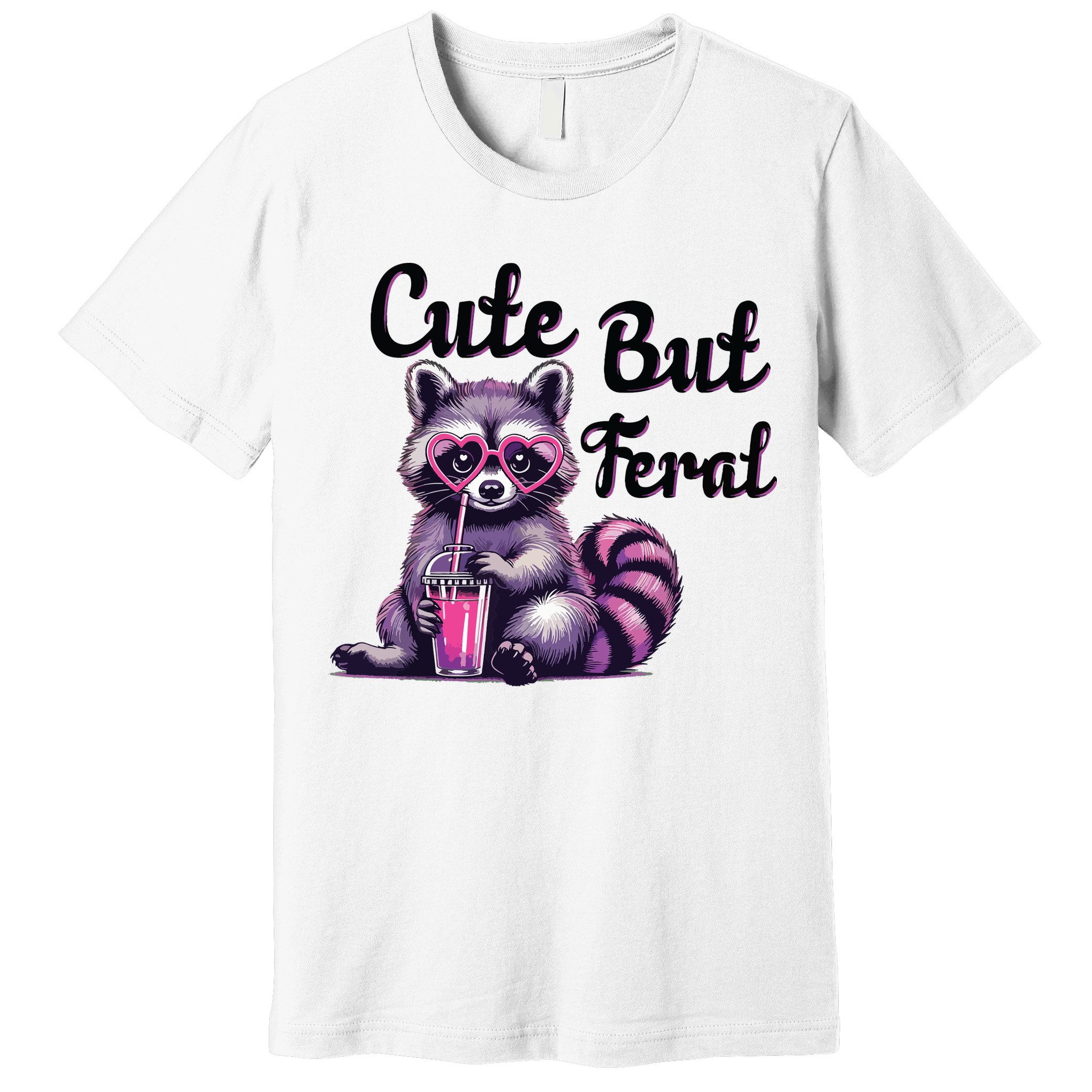 Cute But Feral Raccoon Funny Meme Premium T-Shirt