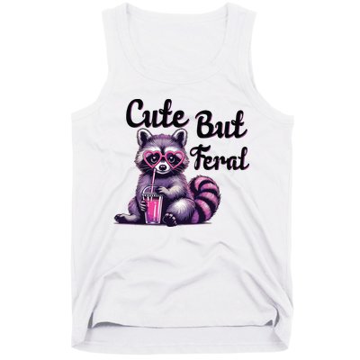Cute But Feral Raccoon Funny Meme Tank Top