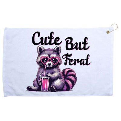 Cute But Feral Raccoon Funny Meme Grommeted Golf Towel