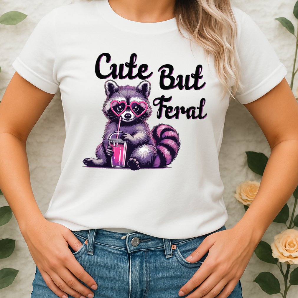 Cute But Feral Raccoon Funny Meme Womens T-Shirt
