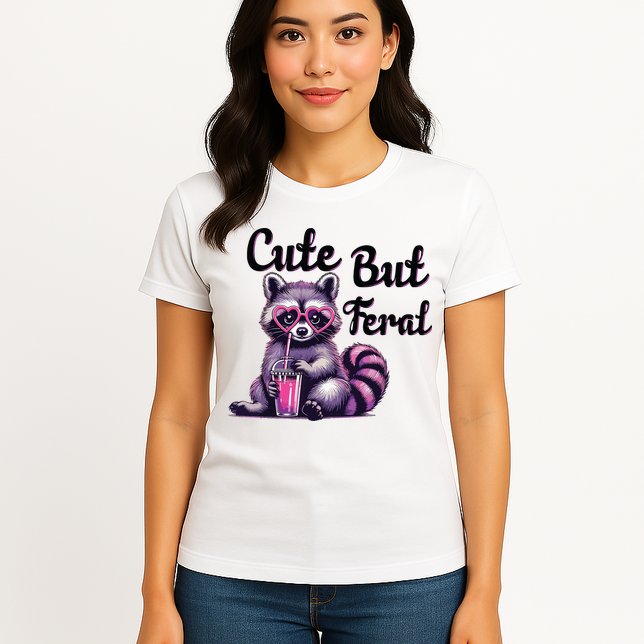 Cute But Feral Raccoon Funny Meme Womens T-Shirt
