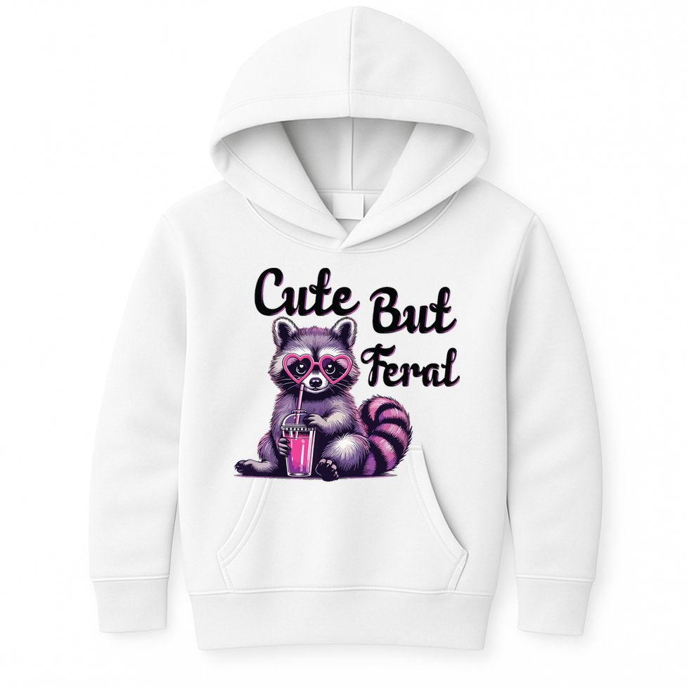 Cute But Feral Raccoon Funny Meme Kids Hoodie