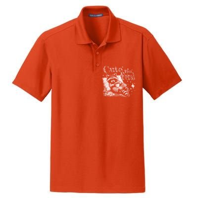 Cute But Feral Funny Raccoon Meme Love Coffee Gift Dry Zone Grid Polo