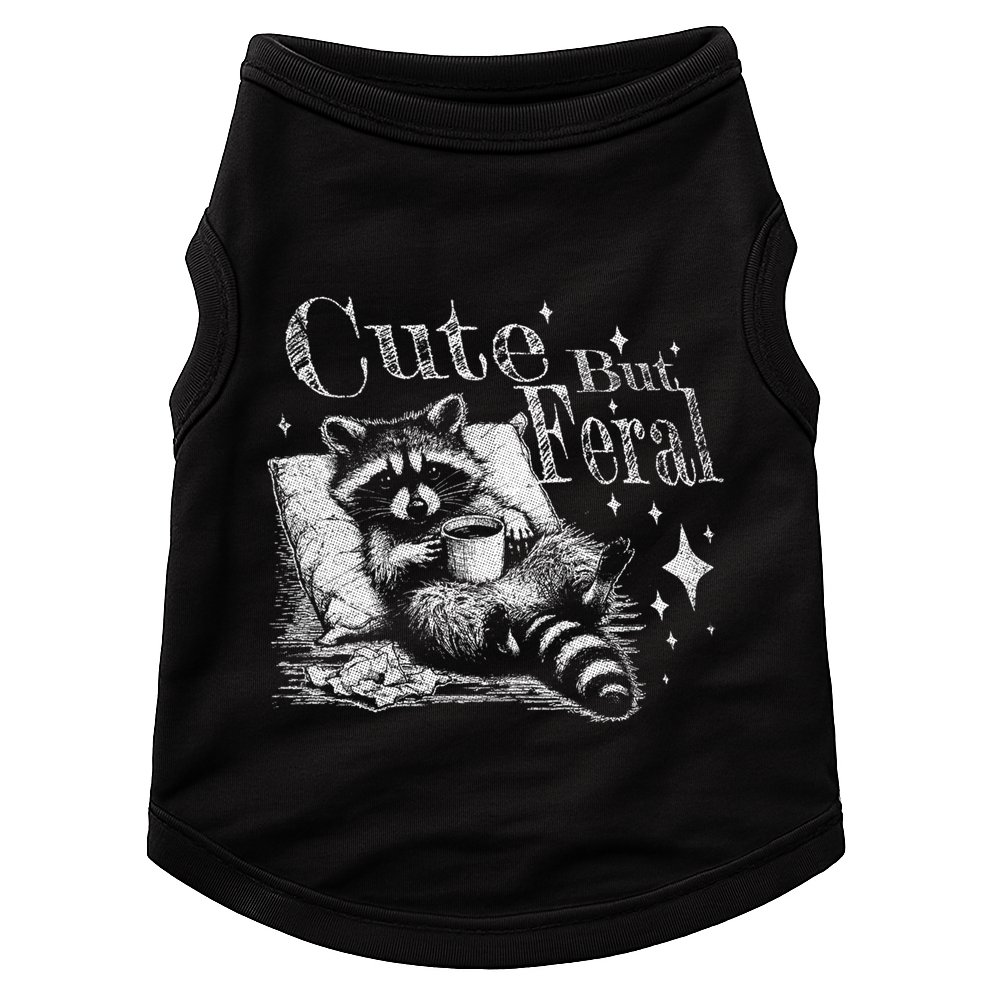 Cute But Feral Funny Raccoon Meme Love Coffee Gift Doggie Tank