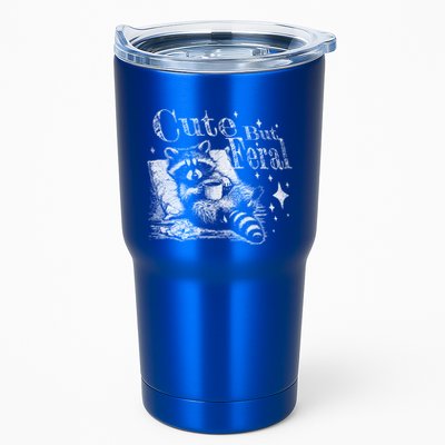 Cute But Feral Funny Raccoon Meme Love Coffee Gift Tumbler