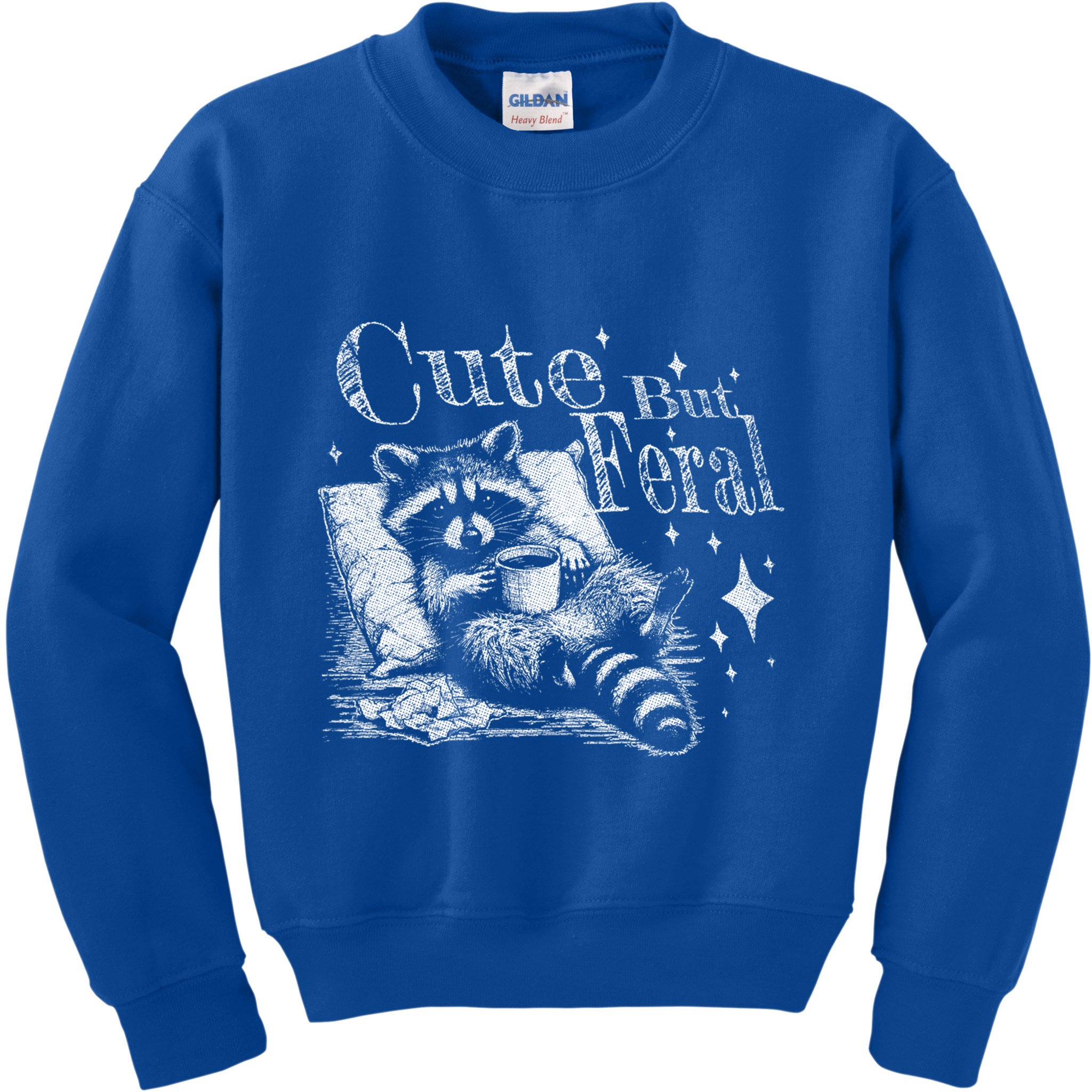 Cute But Feral Funny Raccoon Meme Love Coffee Gift Kids Sweatshirt