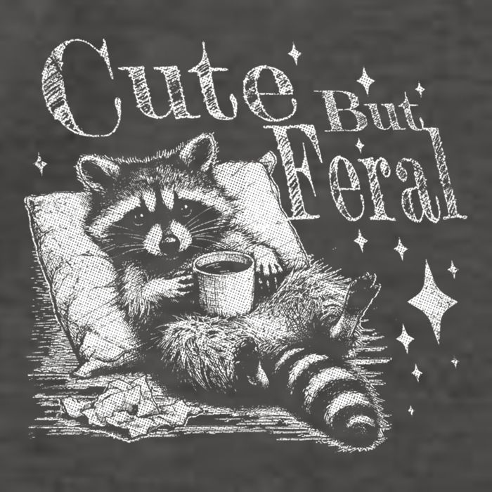Cute But Feral Funny Raccoon Meme Love Coffee Gift Vector Backpack