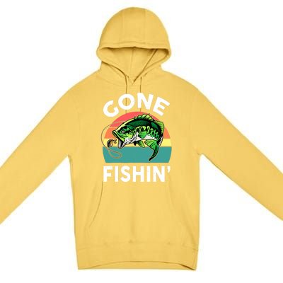 Cool Bass Fish Dad Gone Fishing Papa Funny Gift Premium Pullover Hoodie