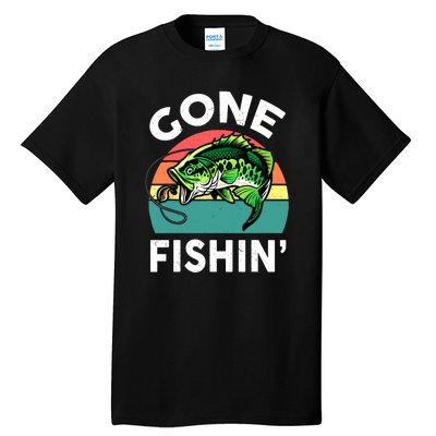 Cool Bass Fish Dad Gone Fishing Papa Funny Gift Tall T-Shirt