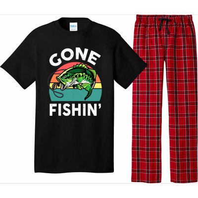 Cool Bass Fish Dad Gone Fishing Papa Funny Gift Pajama Set