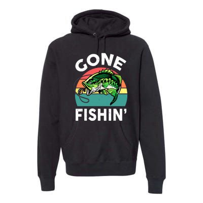 Cool Bass Fish Dad Gone Fishing Papa Funny Gift Premium Hoodie