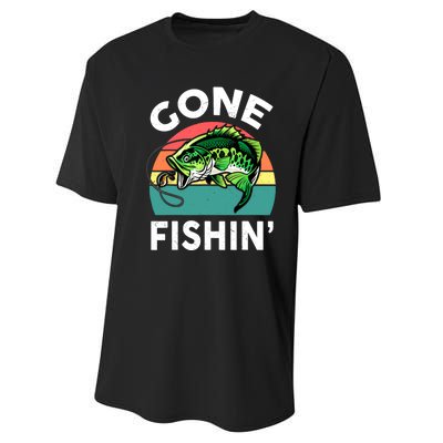 Cool Bass Fish Dad Gone Fishing Papa Funny Gift Performance Sprint T-Shirt