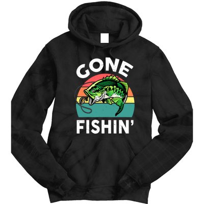 Cool Bass Fish Dad Gone Fishing Papa Funny Gift Tie Dye Hoodie