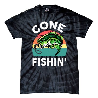 Cool Bass Fish Dad Gone Fishing Papa Funny Gift Tie-Dye T-Shirt