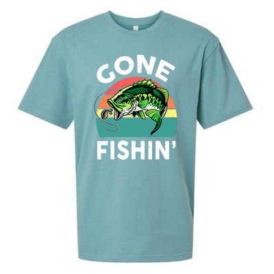 Cool Bass Fish Dad Gone Fishing Papa Funny Gift Sueded Cloud Jersey T-Shirt