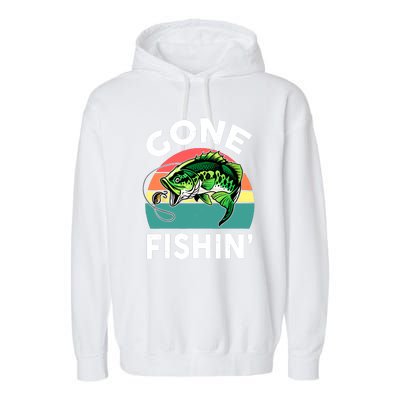 Cool Bass Fish Dad Gone Fishing Papa Funny Gift Garment-Dyed Fleece Hoodie