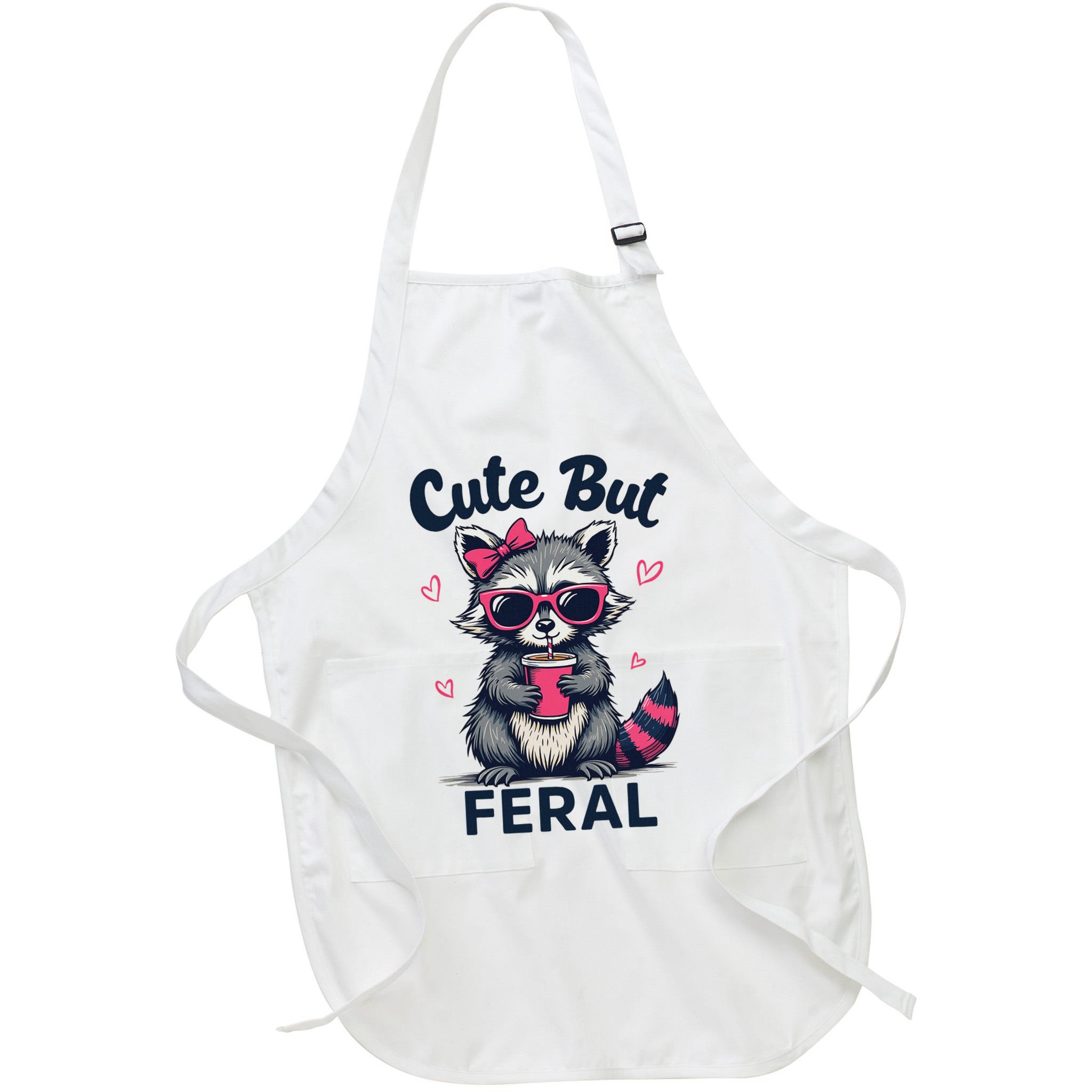 Cute But Feral Girl Summer Raccoon Funny Women Apron