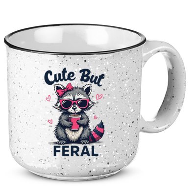 Cute But Feral Girl Summer Raccoon Funny Women 15oz Campfire Ceramic Mug